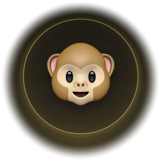 The MonkeyFlix monkey, in a thin gold ring